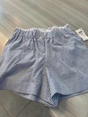 Blue & White Striped Women's Elastic-Waist Shorts